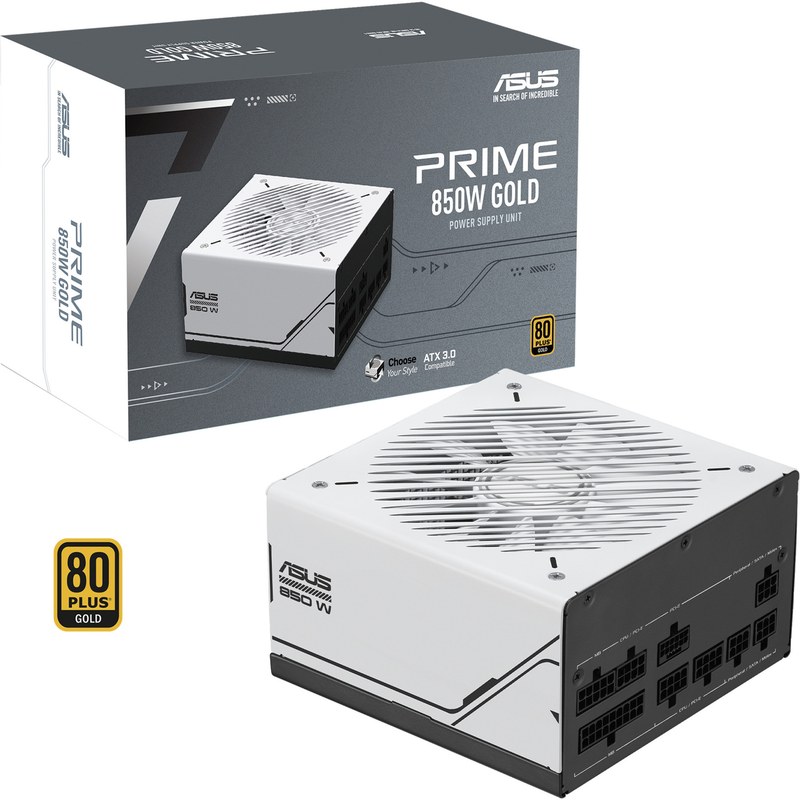 Alimentation PC modulaire ASUS PRIME 850W 80 PLUS Gold blanc et noir