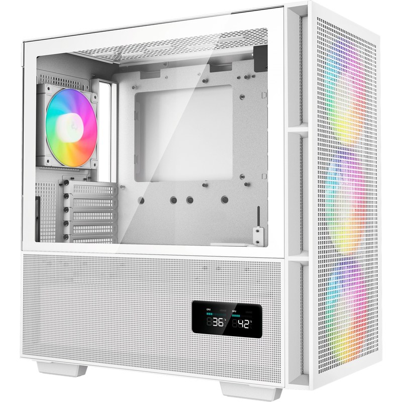 Boîtier PC gaming DeepCool CH560 Digital moyen tour blanc RGB avec panneau latéral acier