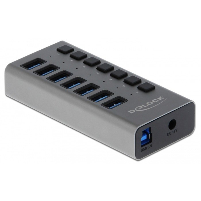 Delock Concentrateur USB SuperSpeed externe à 7 ports, Hub USB