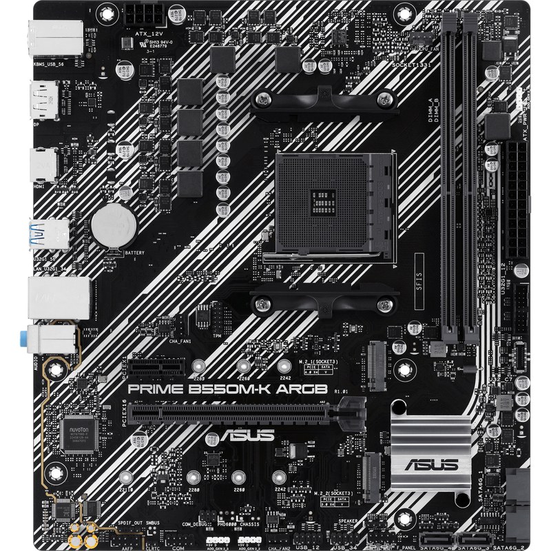 Carte mère ASUS PRIME AMD B550M-K ARGB micro ATX Socket AM4 Chipset AMD B550