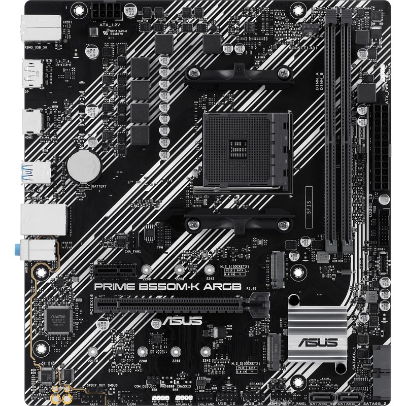 Carte mère ASUS PRIME AMD B550M-K ARGB micro ATX Socket AM4 Chipset AMD B550
