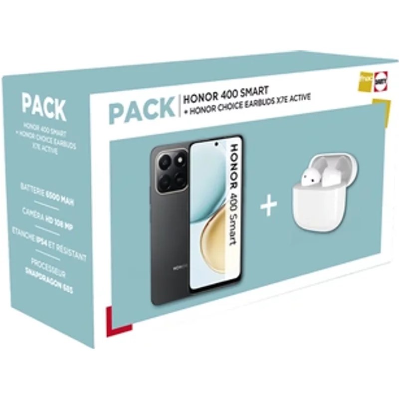 Pack Smartphone Honor 400 Smart 6,77" Double nano SIM 128 Go Velvet Black + Earbuds Honor