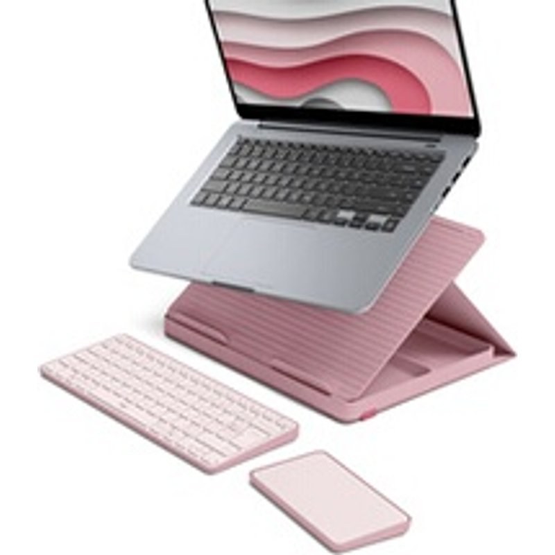 Casa Pop-Up Desk Rose, support, clavier sans fil, pavé tactile