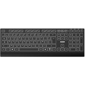 PORT DESIGNS rétroéclairé rechargeable USB-C Bluetooth sans fil Azerty Noir