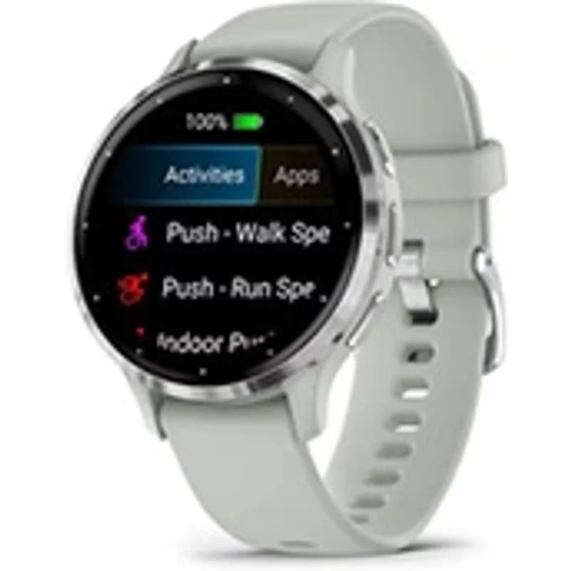 Garmin Venu 3S, Silver avec bracelet vert sauge