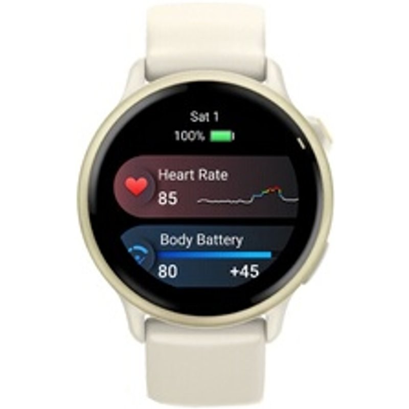 Garmin vívoactive 6, lunette Lunar Gold avec boîtier ivoire