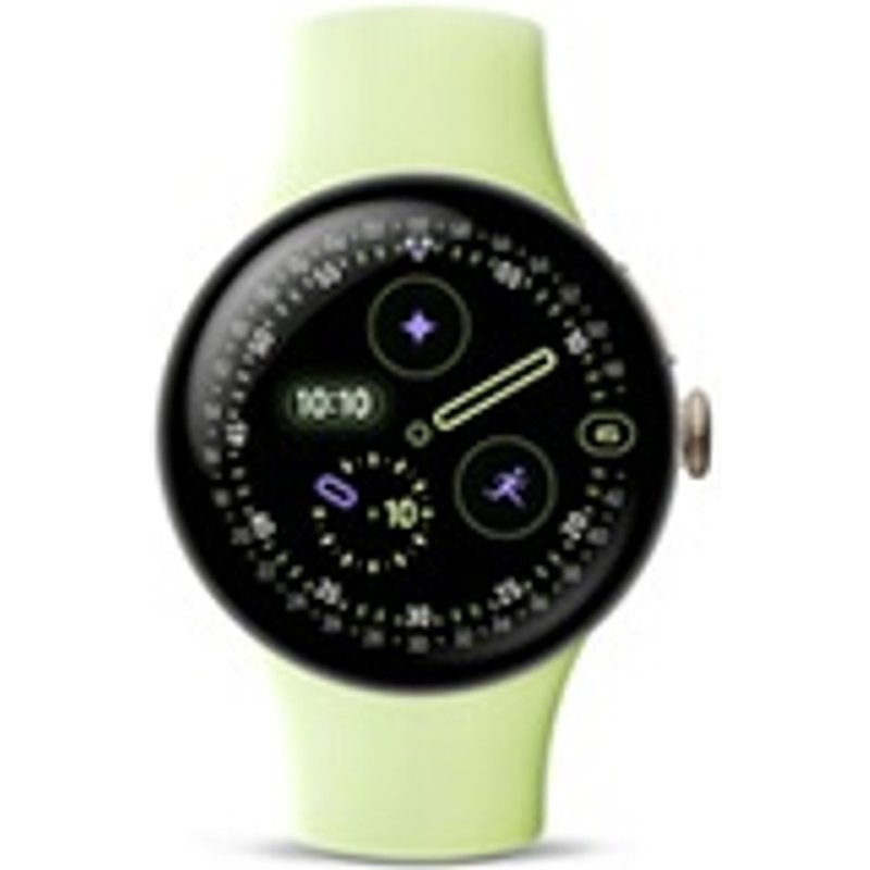 Google Pixel Watch 4 41 mm Bluetooth Doré avec bracelet sport fluoroélastomère Vert Citron