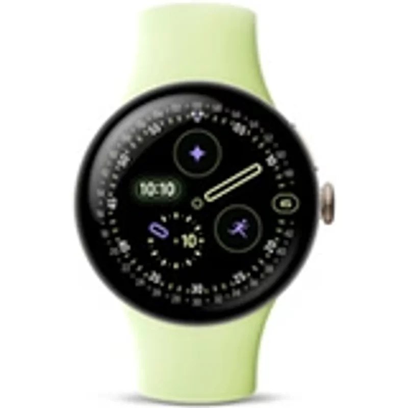Google Pixel Watch 4 41 mm 4G Doré avec bracelet sport fluoroélastomère Vert Citron