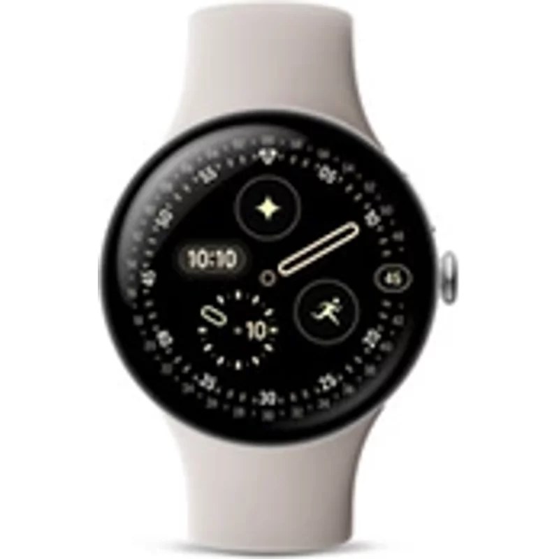 Google Pixel Watch 4 45 mm Bluetooth Argent Poli avec bracelet sport fluoroélastomère Porcelaine