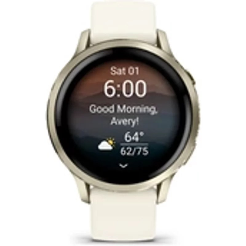 Garmin Venu 4 beige et lunar Gold - bracelet silicone ivoire - 41 mm