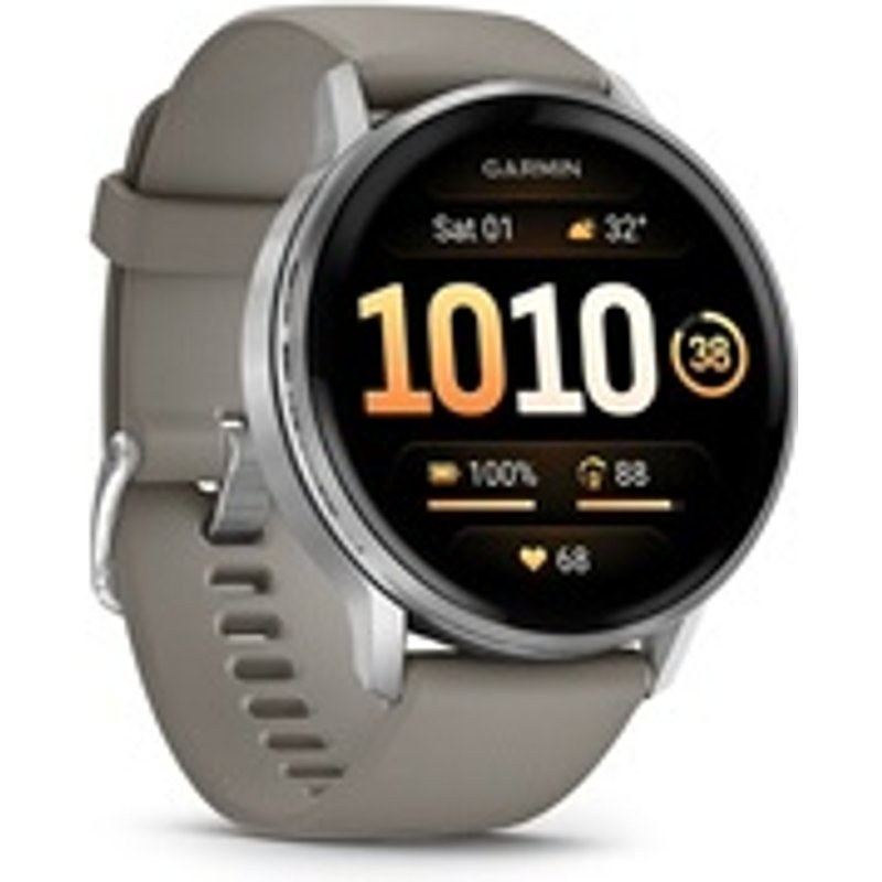 Garmin Venu 4 noir et silver - bracelet silicone gris - 45 mm
