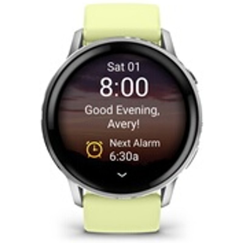 Garmin Venu 4 gris et silver - bracelet silicone jaune citron - 45 mm