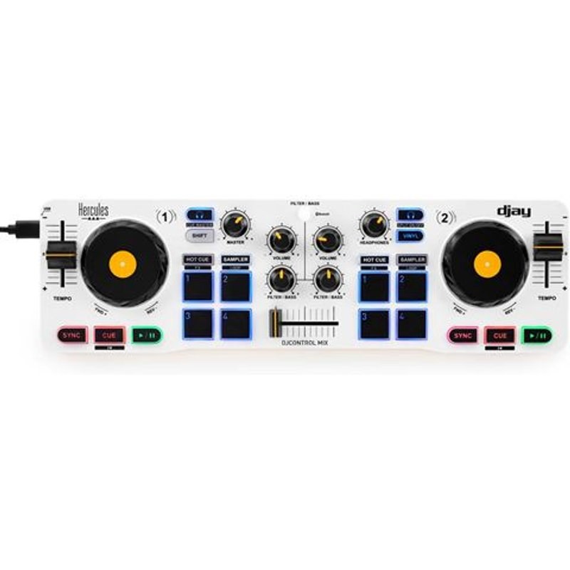 Table de mixage pour Smartphone Hercules DJControl Mix sans fil Bluetooth Blanc