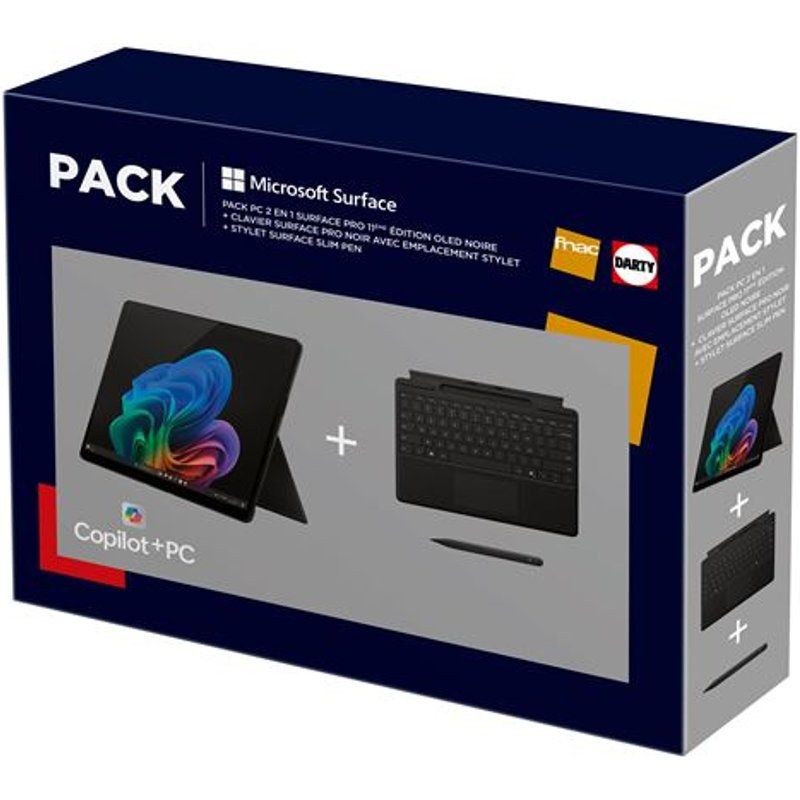Microsoft PC Hybride 2 En 1 Surface Pro 11EME Edition PC Snapdragon X Elite Plus Clavier Surface Pro Emplacement Stylet Plus Stylet Surface Slim Pen