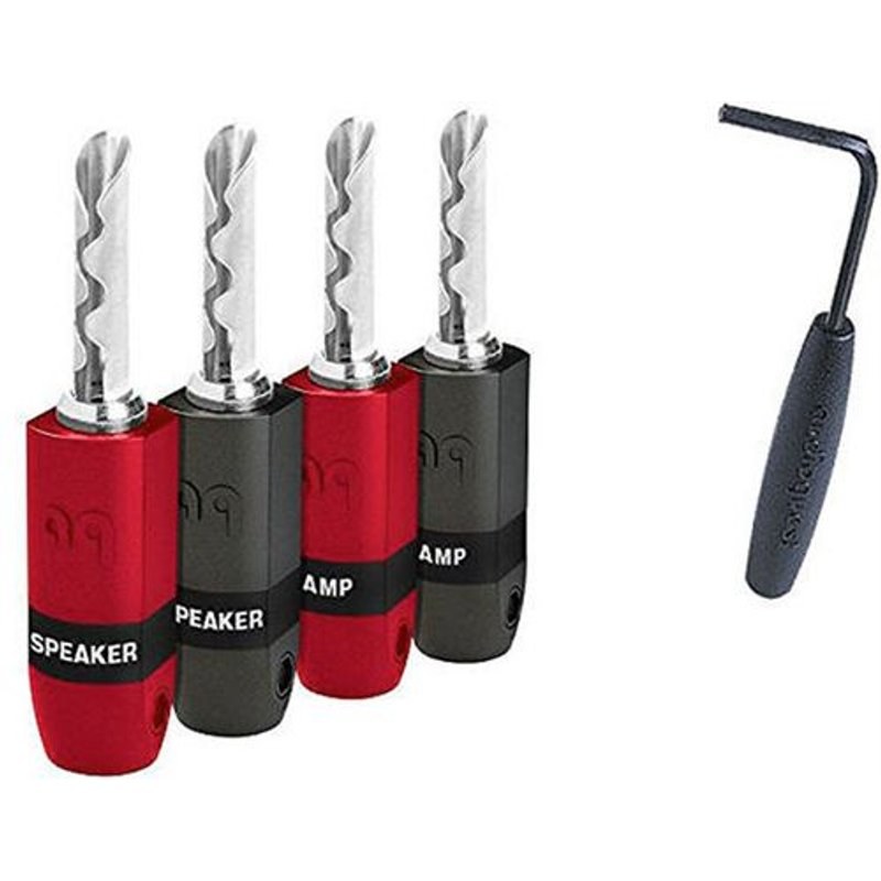 Pack 4 fiches banane Audioquest SureGrip 300 Argent