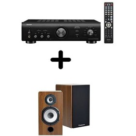Un ampli Denon PMA-600NE Noir + une paire d'enceintes bibliothèque Cabasse Antigua MT32/2 Noyer