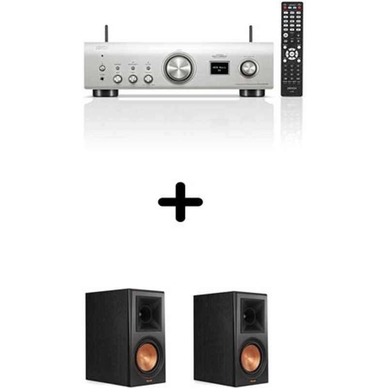 Un ampli Denon PMA-900HNE Argent + une paire d'enceintes bibliothèque Klipsch RP-600M Ebony
