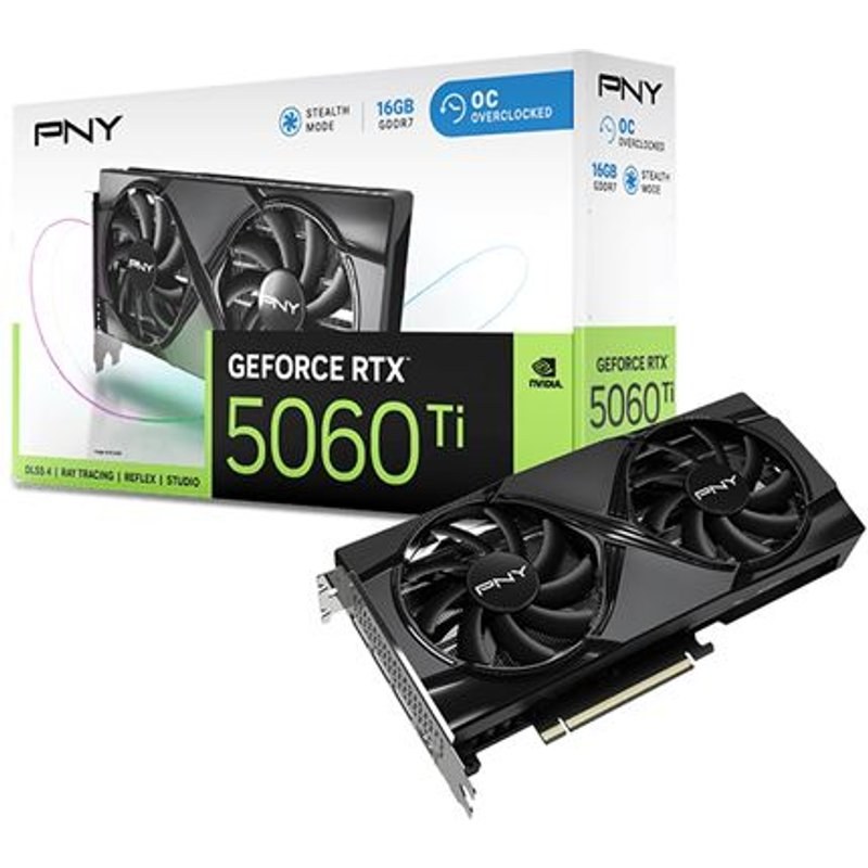 Carte graphique PNY NVIDIA GeForce RTX 5060 Ti 16 Go Overclocked Dual Fan DLSS 4