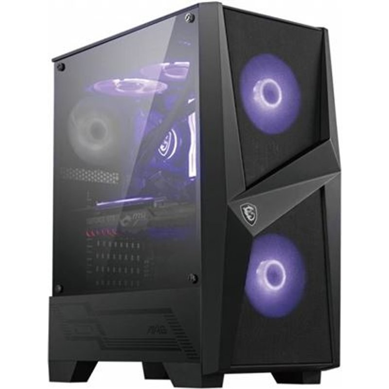 Boîtier PC gaming MSI MAG FORGE 100M moyen tour noir RGB avec panneau latéral vitré