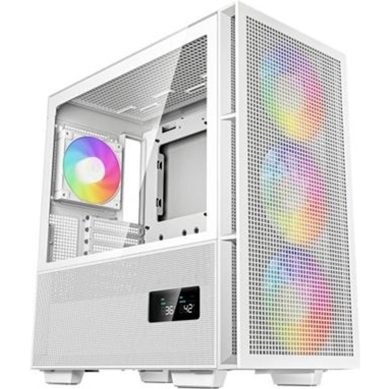 Boîtier PC gaming DeepCool CH560 Digital moyen tour blanc RGB avec panneau latéral acier