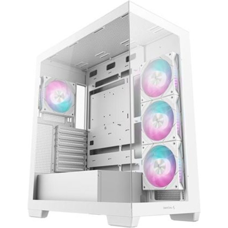 Boîtier PC gaming DeepCool CG580 4F moyen tour blanc ARGB avec panneau latéral acier