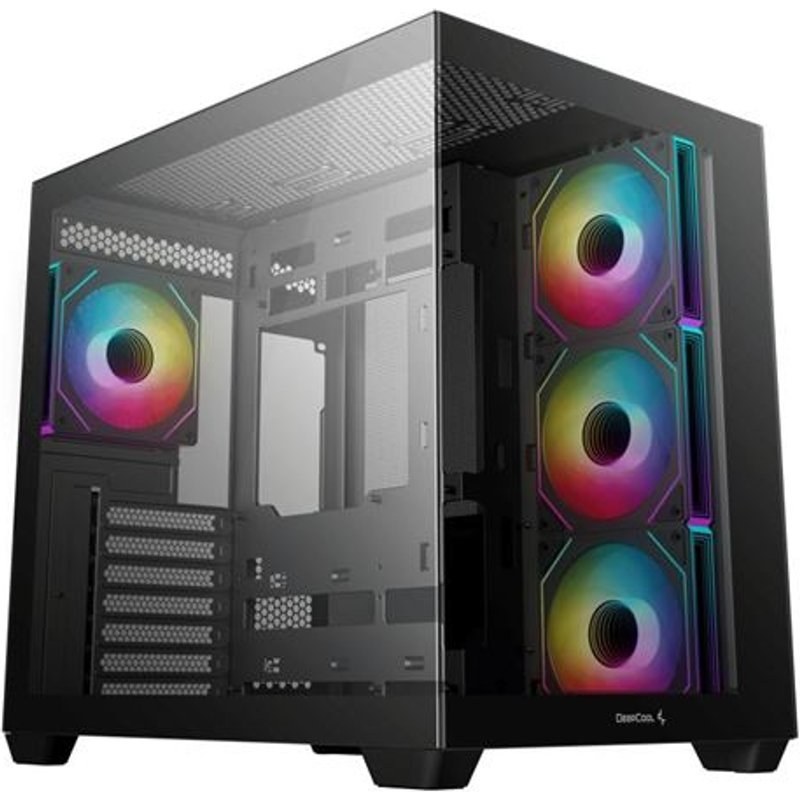 Boîtier PC gaming DeepCool CG530 4F moyen tour noir ARGB avec panneau latéral acier