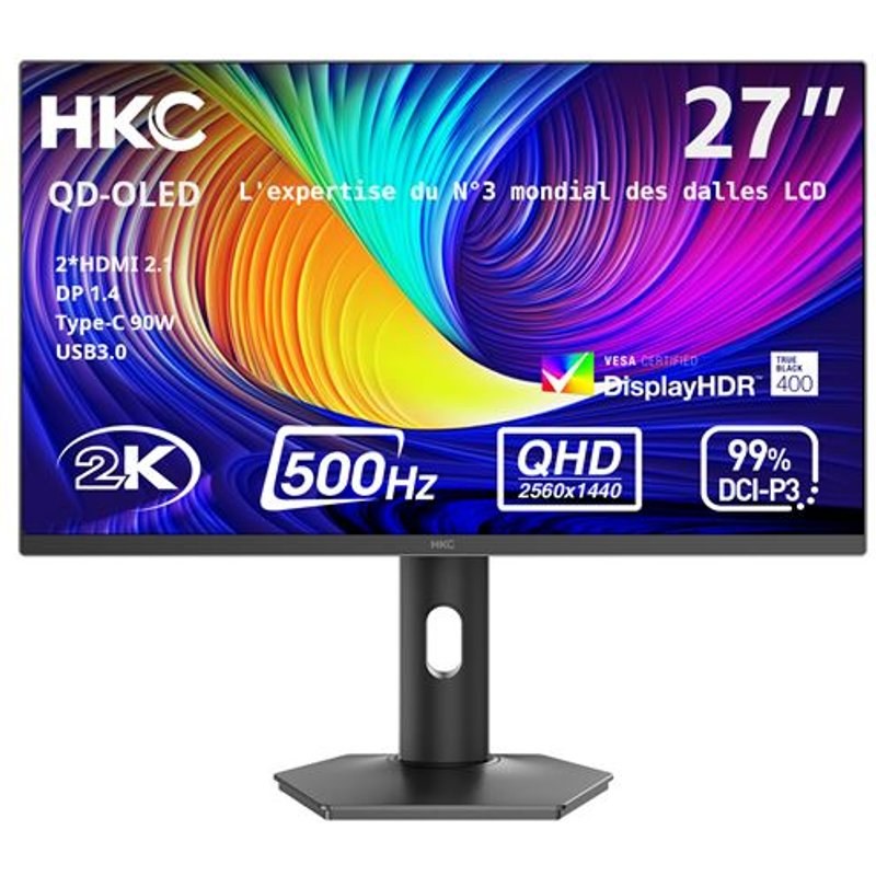 Écran PC gaming HKC GS27QHS 26,9'' OLED 500 Hz QHD Gris