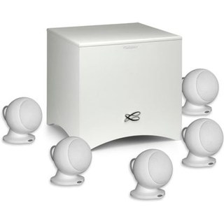 Pack de 5 enceintes surround Cabasse Satellite Alcyone 3 Blanc mat + 1 caisson de basses