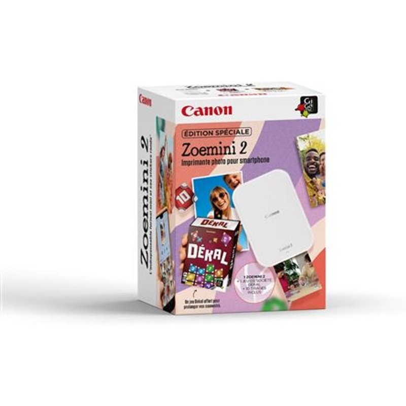 Kit Summer Imprimante Photo Canon Zoemini 2 Blanc + 1 jeu de société et 10 tirages inclus 2026