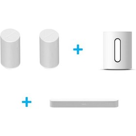 Pack de 2 Enceintes sans fil Bluetooth Sonos Era 100 Blanc + Caisson de basses sans fil Sonos