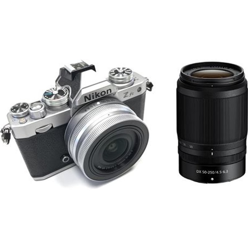 Appareil photo hybride Nikon Z FC + Z DX 16-50 mm f/3.5-6.3 Vintage Silver + Z DX 50-250 mm f/4.5-6.3 VR Noir