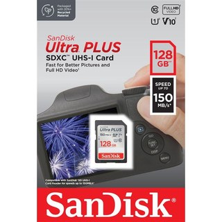 Carte mémoire SD SanDisk Ultra Plus 128 Go SDXC 150MB/s Rouge et Gris