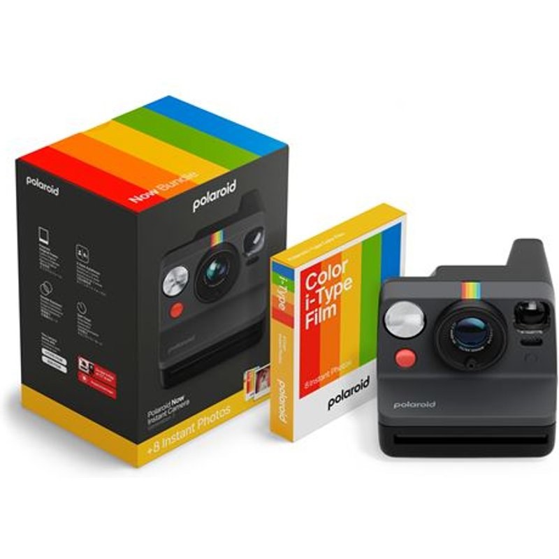Appareil photo instantané Polaroid Now + Pack de films 8 photos Noir