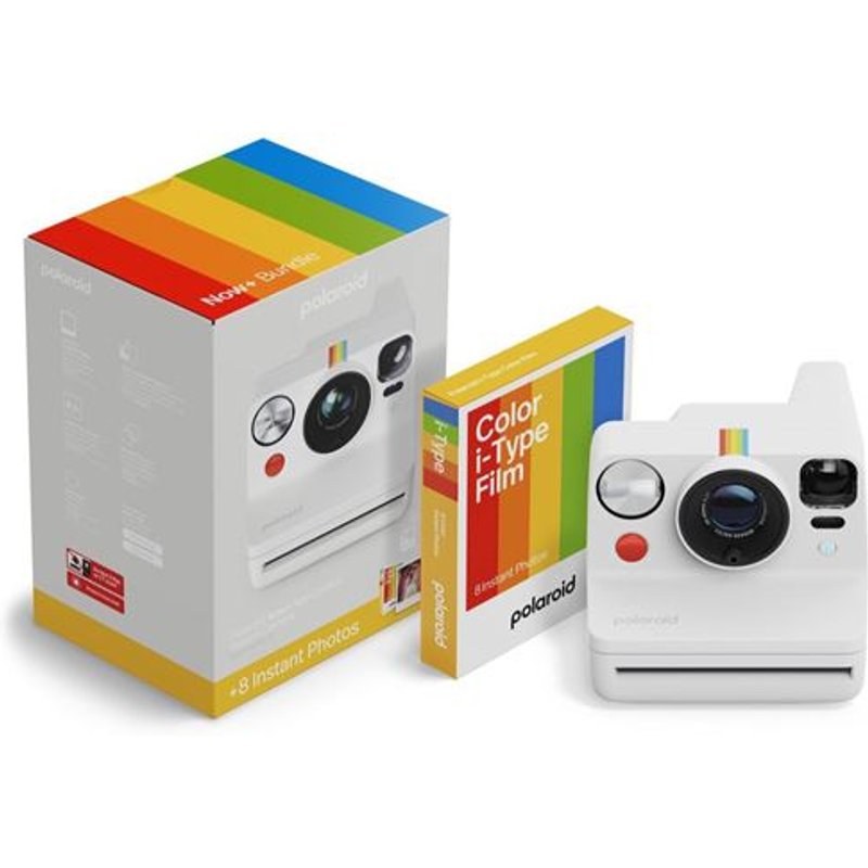 Appareil photo instantané Polaroid Now+ Génération 3 + Pack de films 8 photos Blanc