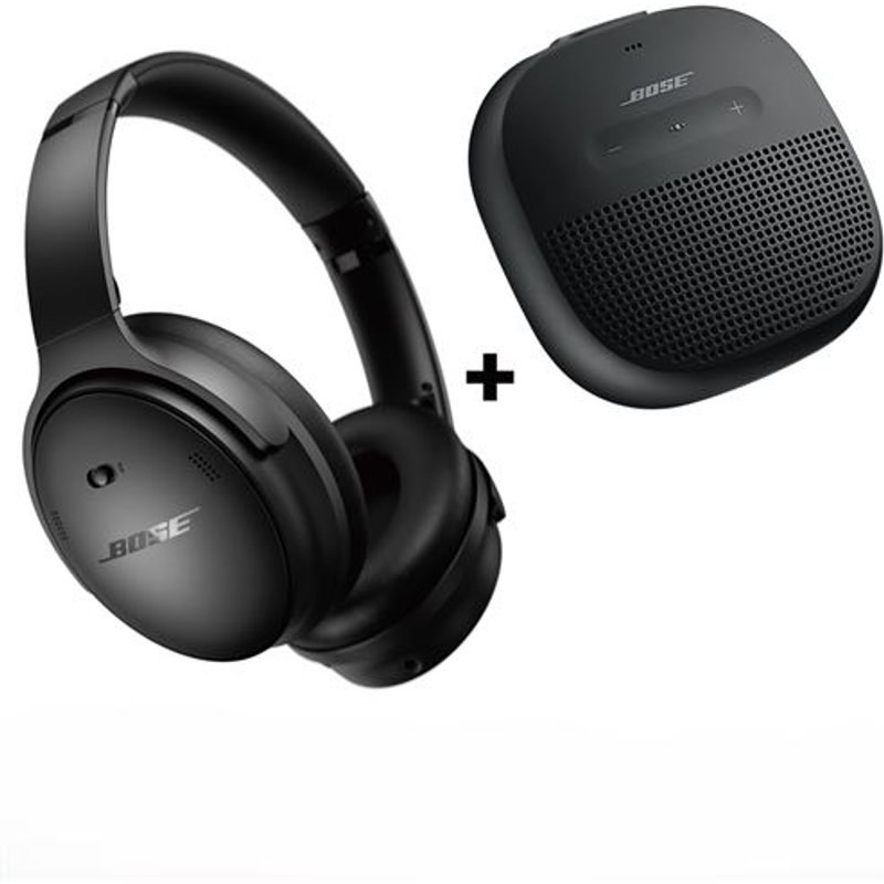 Pack Duo Casque arceau circum-aural sans fil Bluetooth Bose QuietComfort à réduction de bruit Noir + Enceinte Soundlink Micro 1