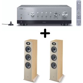 Amplificateur Hi-Fi Yamaha R-N800A Argent + une paire d'enceintes colonne Focal Theva N3 Bois