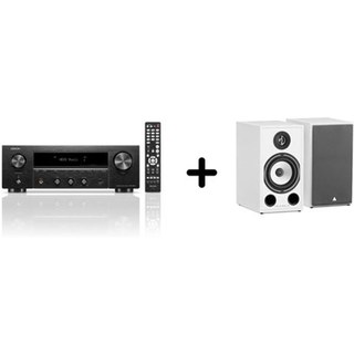 Un ampli Denon DRA-900H Noir + une paire d'enceintes bibliothèque Triangle BR03 Blanc