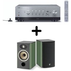 Un ampli Yamaha R-N800A Argent + une paire d'enceintes bibliothèque Focal Aria Evo X N°1 Vert