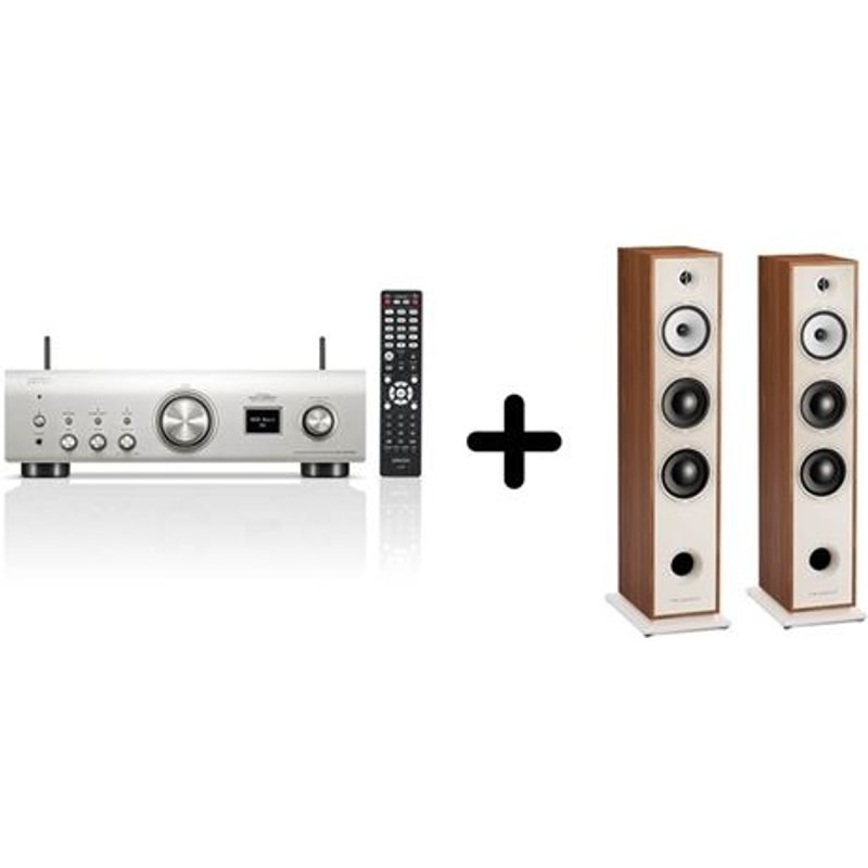 Un ampli Denon PMA-900HNE Silver + une paire d'enceintes colonne Triangle BR08 Chêne