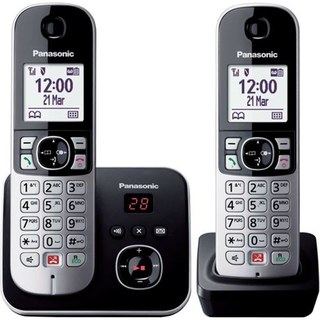 Téléphone fixe sans fil Duo Panasonic KX-TG6862 Noir et argent