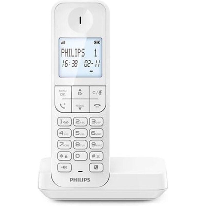 Téléphone fixe sans fil Philips D2701W Solo Blanc