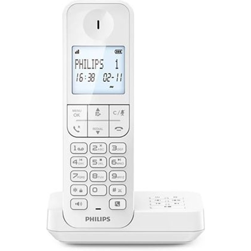 Téléphone fixe sans fil avec répondeur Philips D2751W Solo Blanc