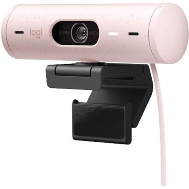 Webcam Logitech Brio 500 HD avec Deux Micros à Réduction de Bruit Rose