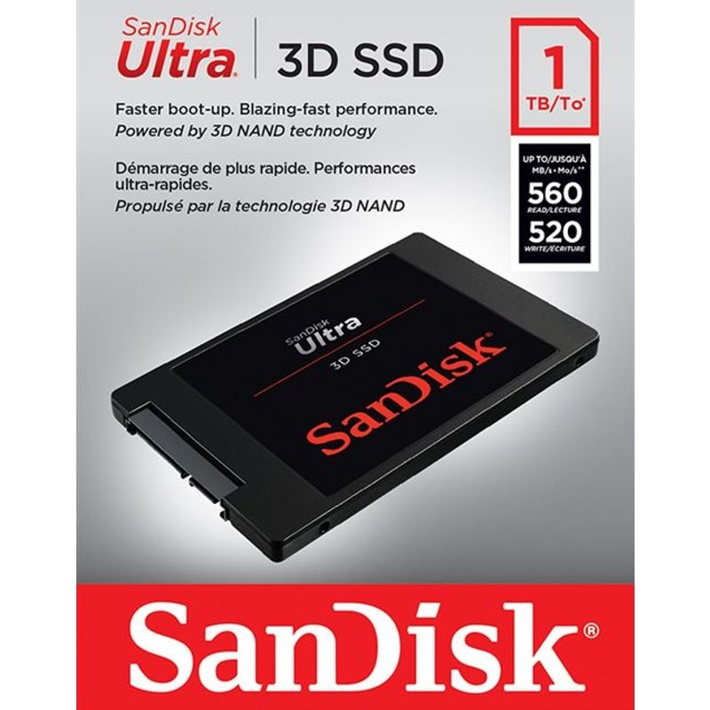 Disque SSD Interne SanDisk Ultra 3D 1 To Noir + Rescu pro
