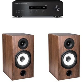 Amplificateur Yamaha R-S202D Noir + Paire d'enceintes bibliothèque Cabasse Antigua MT32/2 Noyer