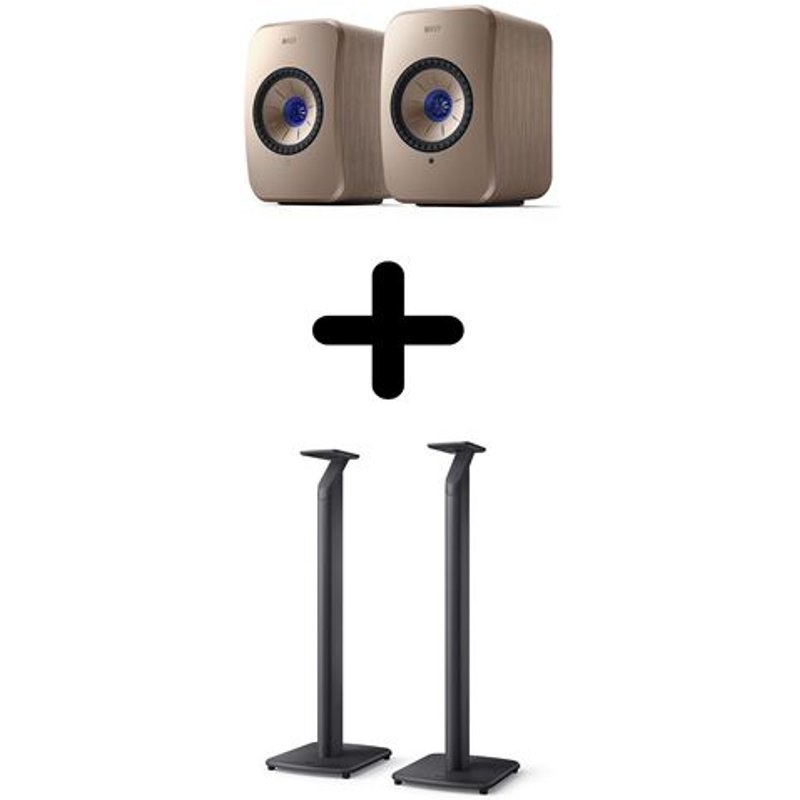 Enceintes connectées Hi-Fi KEF LSX 2 Soundwave Vendues par paire + Pieds de sol KEF S1 pour LSX / LSX 2 Noir Vendus par paire
