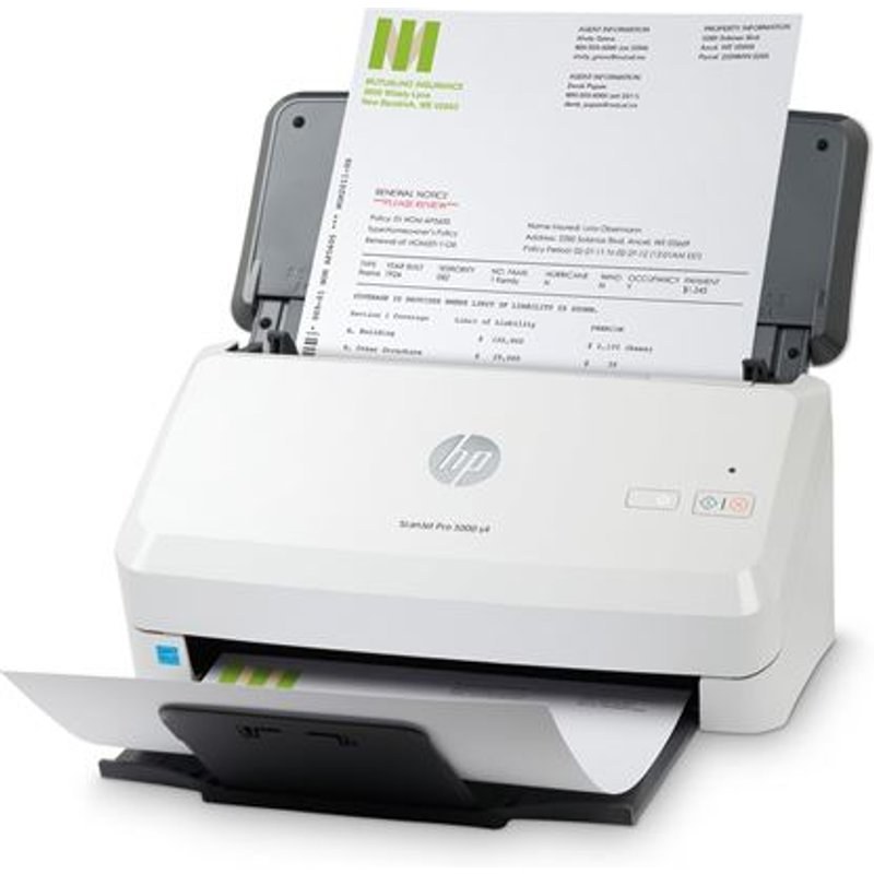 Scanner de documents à défilement HP ScanJet Pro 3000 S4 Blanc et Gris