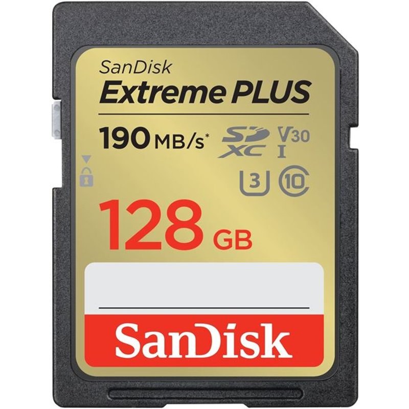 Carte mémoire SD SanDisk Extreme Plus SDXC UHS-I U3 CLASS10 128 Go