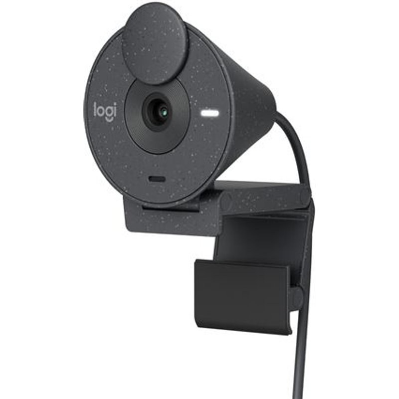Logitech Brio 300 Full HD avec confidentialite, micro a réduction de bruit, USB-C - Graphite