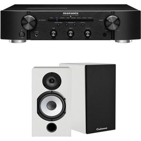 Un ampli Marantz PM6007 Noir + une paire d'enceintes bibliothèque Cabasse Antigua MT32/2 Blanc